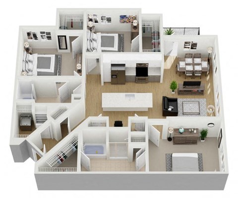 Floor plan for 3 beds, 2 baths, 1446 sqft